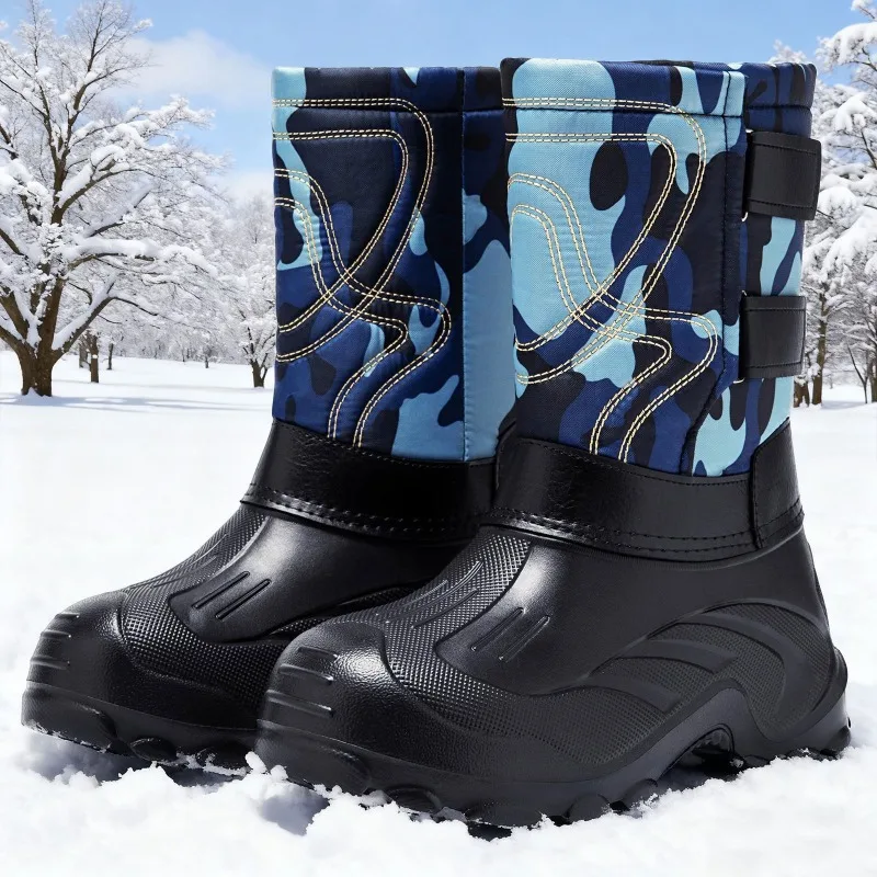 Fishing Boots - Men Camo High‑Top Winter Snow Boots